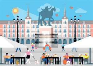 Cómo Dibuja Un Niño La Plaza Mayor De Madrid Paso a Paso Fácil