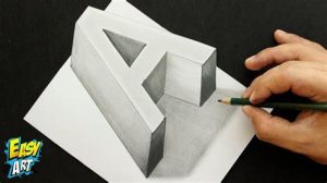 Cómo Dibuja Una E En 3D Paso a Paso Fácil