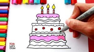 Cómo Dibujar Una Torta De Cumpleaños Paso a Paso Fácil