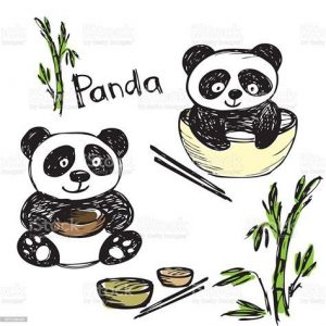 Dibuja Un Panda Comiendo Bambú Paso a Paso Fácil