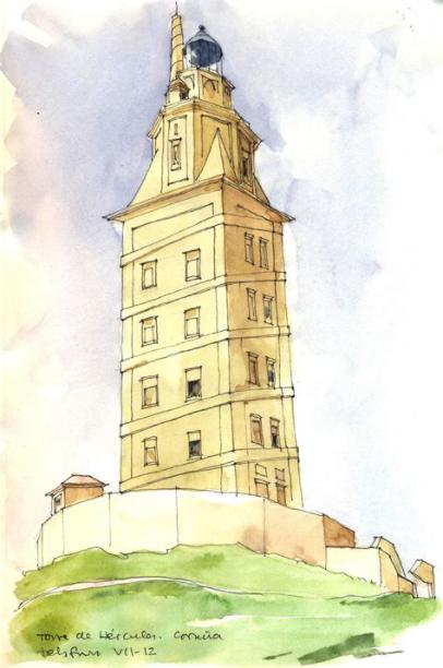 Dibujar La Torre De Hercules Paso a Paso Fácil