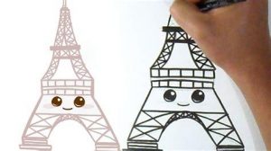 Dibujar La Torre Eiffel Kawaii Paso a Paso Fácil