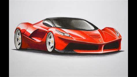  Cómo dibujar Un Carro Ferrari 】 Paso a Paso Muy Fácil