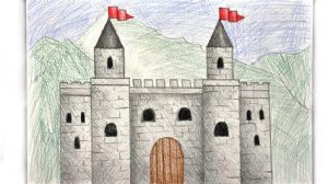 Dibujar Un Castillo Medieval Para Niños Paso a Paso Fácil