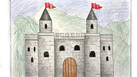 Dibujar Un Castillo Medieval Para Niños Paso a Paso Fácil