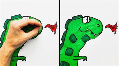 Dibuja Un Dinosaurio Con La Mano Paso a Paso Fácil