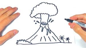 Cómo Dibuja Un Volcan En Erupcion Paso a Paso Fácil