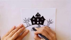 Cómo Dibuja Una Casa Embrujada Fácil Paso a Paso