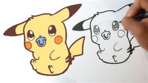 Cómo Dibujar A Pikachu Bebe Kawaii Fácil Paso a Paso