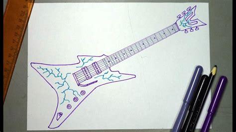 Dibujar Guitarra Electrica Fácil Paso a Paso