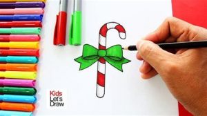 Dibujar Un Baston De Navidad Paso a Paso Fácil