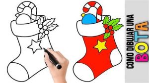 Cómo Dibuja Una Bota De Navidad Paso a Paso Fácil